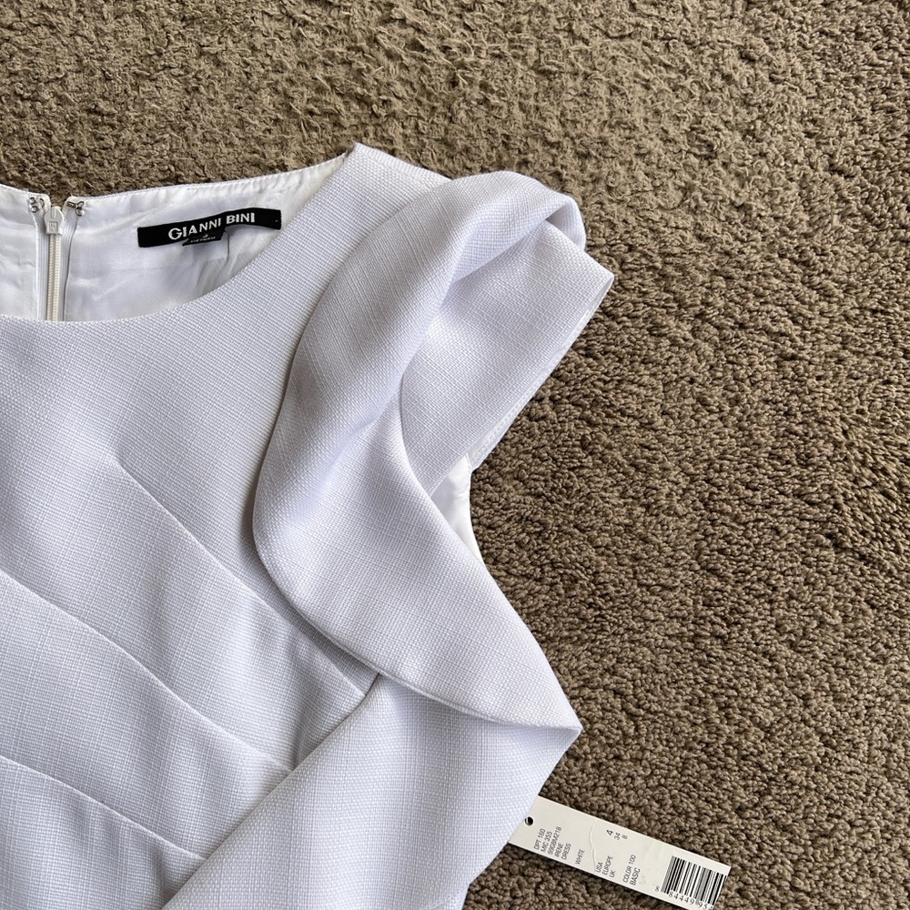 NWT Gianni Bini Irene White Cap Sleeve Ruffle Short Dress 4 - Picture 5 of 12